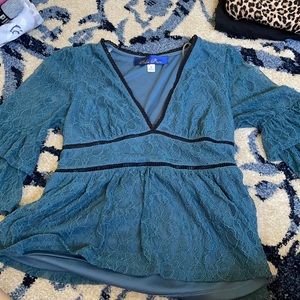 Blue lace blouse